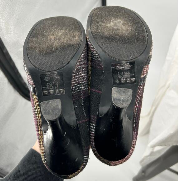 Vintage Y2K Women's 7.5 Bongo Bratz Canvas Plaid Pumps Round Toe Purple Heels - Picture 7 of 8